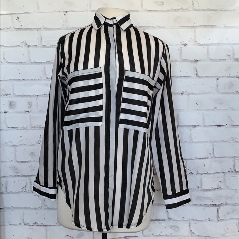 Striped Button Down Blouse - image 1
